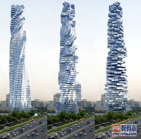 迪拜龙卷风摩天这栋摩天大楼最大的特色就是会