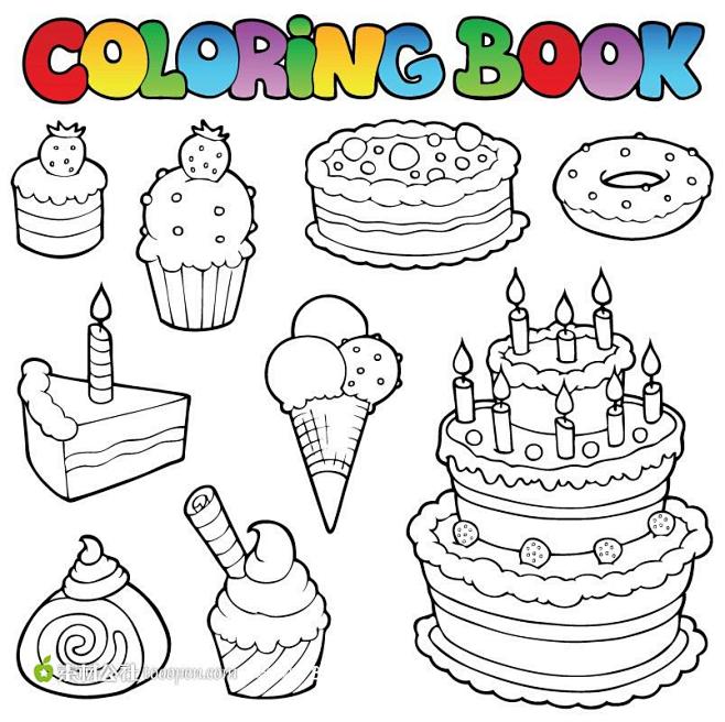 蛋糕食品幼儿填色卡