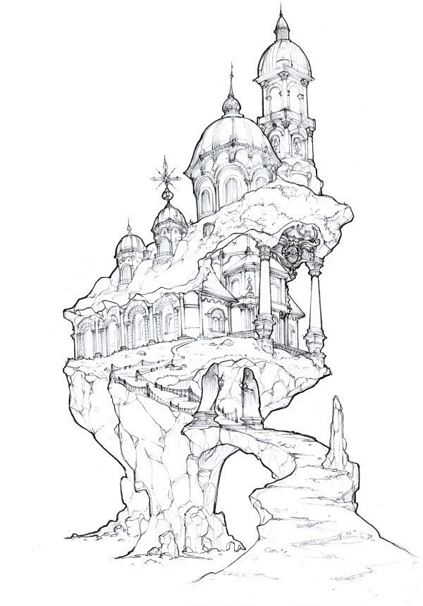 漂亮的场景线稿一套献给大家同学们多多练习一定也可以达到这样的水平