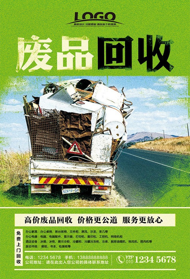 海报废品分类标识废品分类宣传废品分类广告垃圾坟烧垃圾回收垃圾染污
