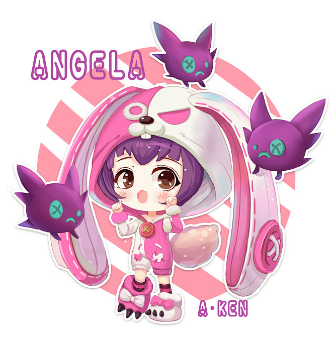 王者荣耀q版萌插画安琪拉头像阿肯绘