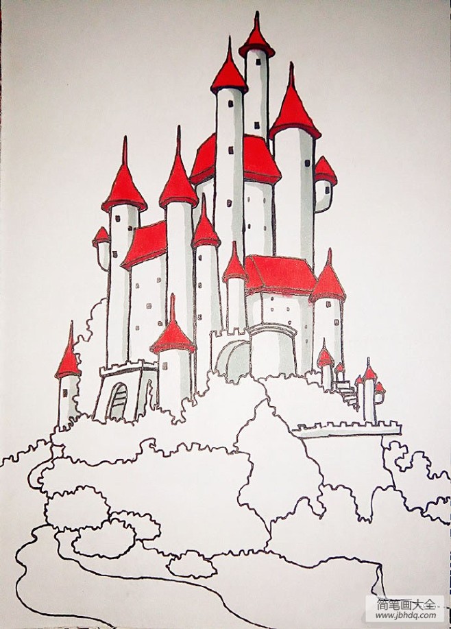 画城堡简笔画童话图片