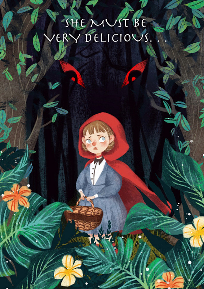 小红帽-啊睡ashui.zz_插画,儿童插画,绘本,童话,格林,小红帽_涂鸦王国