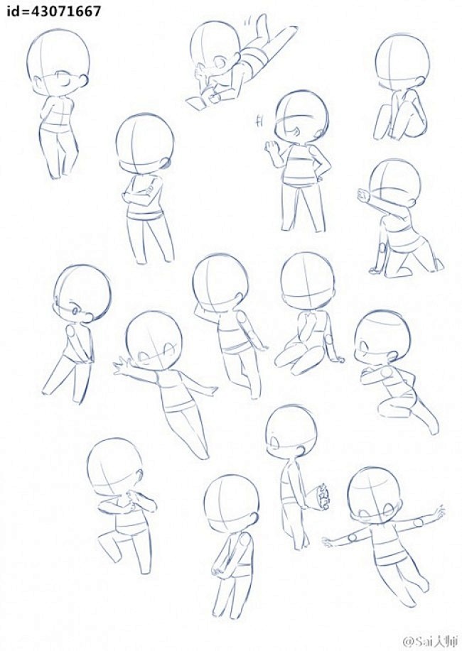 可爱q版卡通人物动作姿势分解图简笔画人物结构图素材wwwyouyixcom