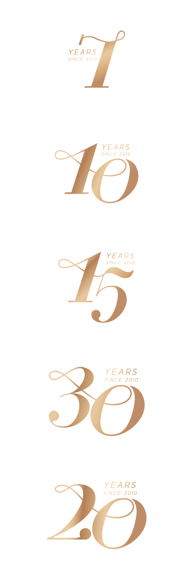 金色彩带周年数字字体矢量插图素材