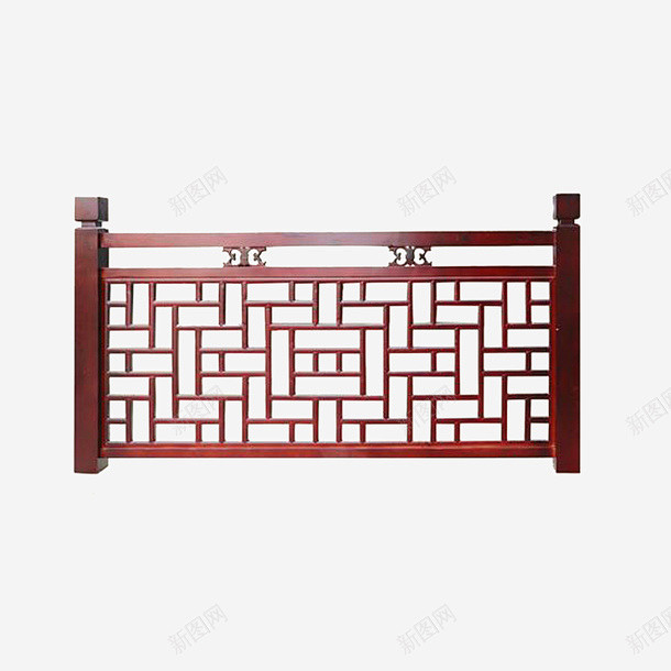 实木护栏高清素材中国古典风中式栏杆实木护栏红棕色护栏元素免抠png