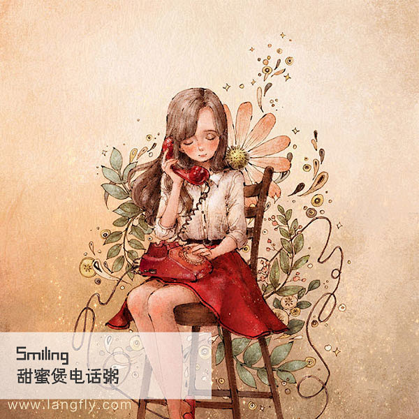 Smiling 甜蜜煲电话粥 #英语# #插画# #恋爱# #