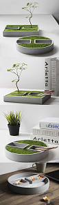 Concrete Handmade-Modern Succulent Planter Flower Pot Pen Pencil Holder Office Desk Stationery Organizer