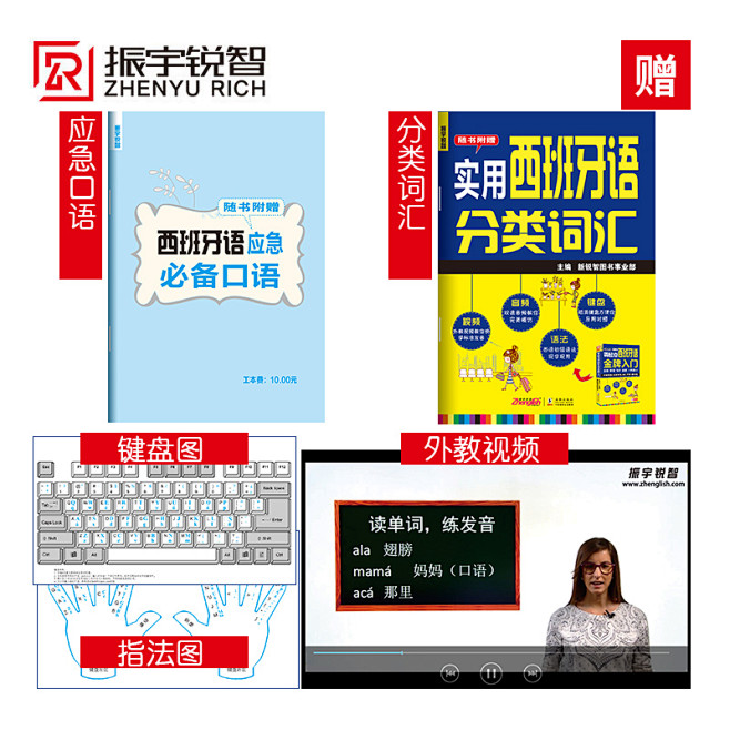 零起点西班牙语金牌入门(发音教学视频+键盘纸