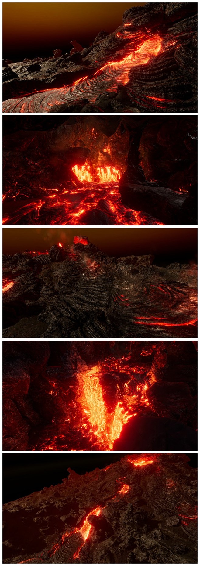 火山爆发熔岩岩浆石头地表拼接场景3d模型 插件地编参考 cg原画参考