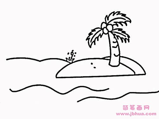 海岛椰树风景简笔画