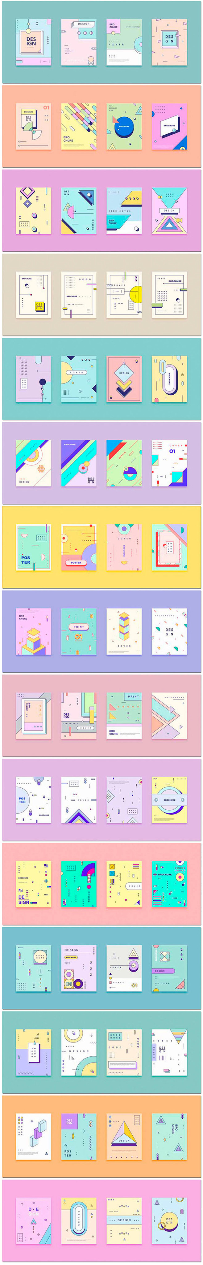 儿童几何绘本排版封面扁平化线性彩色平面海报矢量设计模板素材淘宝网