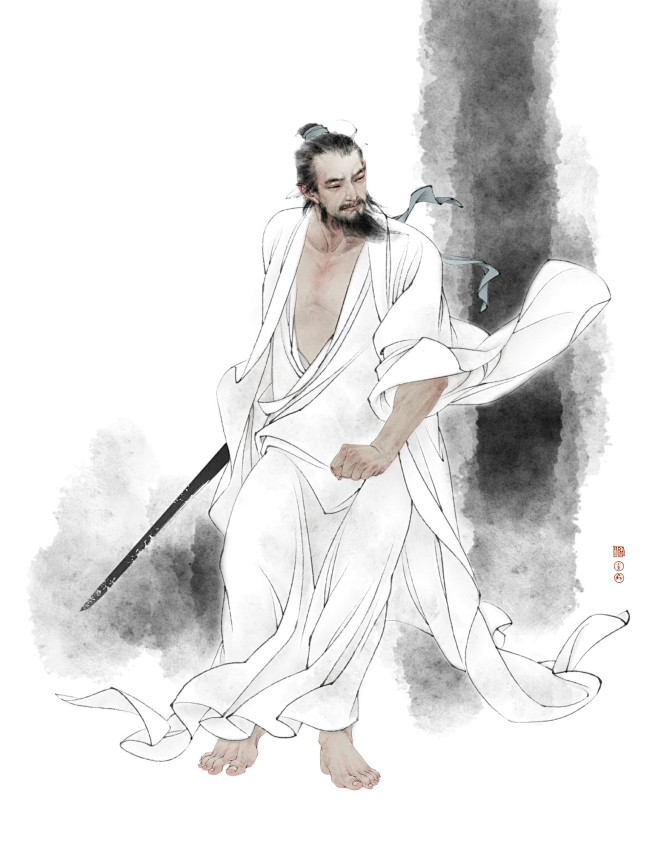 天狼收藏张旺插画历史人物金圣叹传论美女天狼指尖缘