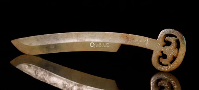 汉代环首凤纹玉刀