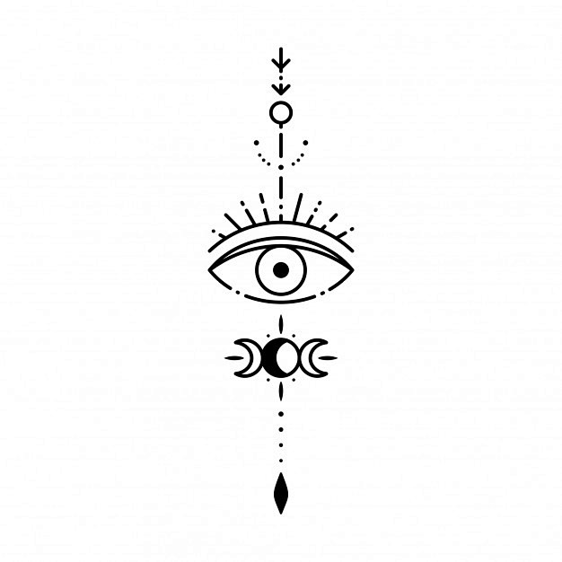 几何纹身花纹图案眼睛矢量图