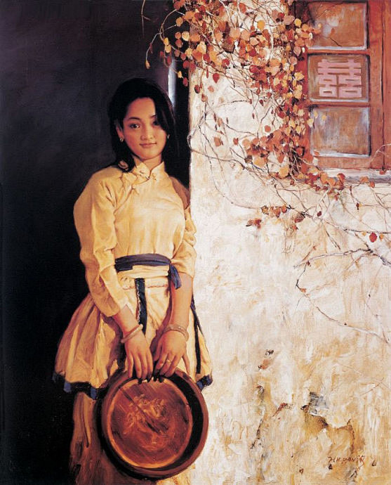 油画肖像画作品明星周迅欣赏