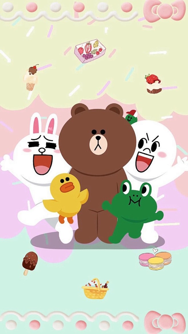 75linefriends布朗熊可妮兔情侣手机壁纸喜欢是点赞爱是转发67