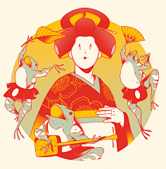 半拖采集到传统风插画