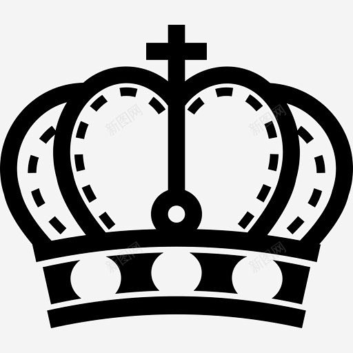 带十字架和宝石饰钉的皇室皇冠图标