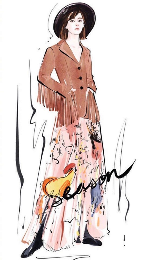 服装设计手稿时尚欧美手绘杂志模特插画明星赵丽颖