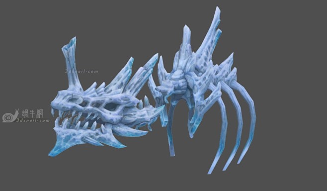 巨龙头骨雪地巨龙骸骨龙骨头胸骨动物尸骨雪地骨头动物蜗牛模型网www