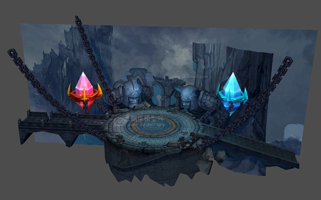 pvp场景竞技场pk台演武台演武场出生点选人界面矮人雕像铁链悬浮水晶