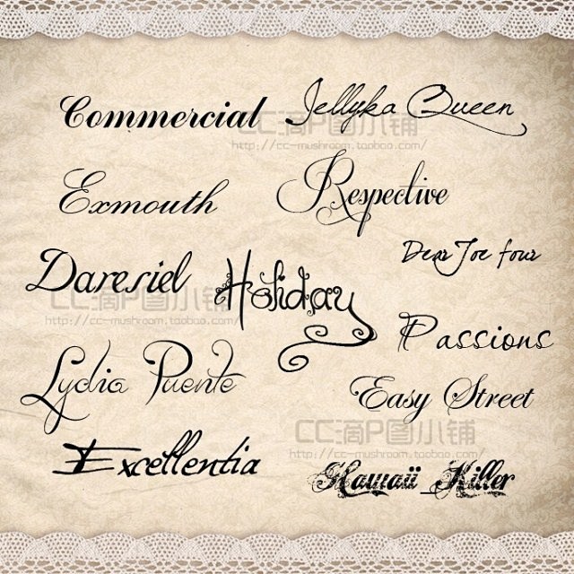 百余款潮流精致简洁风手写体花式英文字体经典钢笔字设计素材包z5淘宝
