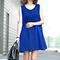 电光蓝连衣裙夏季背心裙长宽松无袖原创品牌设计女装2013新款欧美