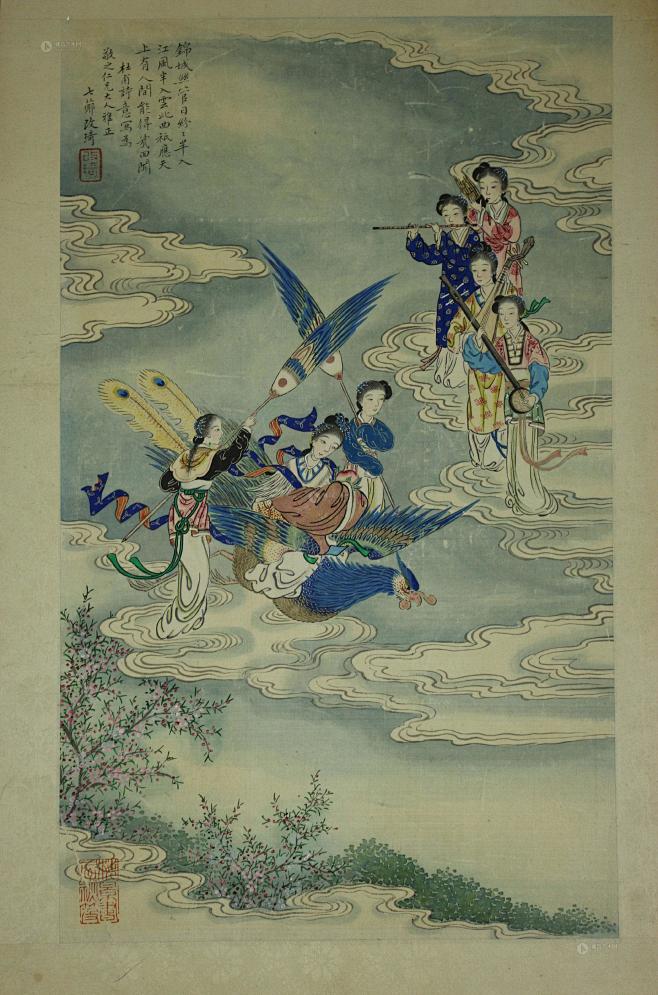 0149七仙女图立轴设色绢本