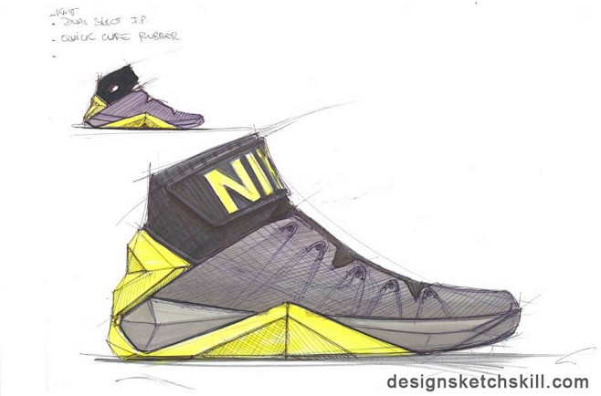 球鞋设计nikehyperdunk2012草图及效果图产品设计手绘中国设计手绘