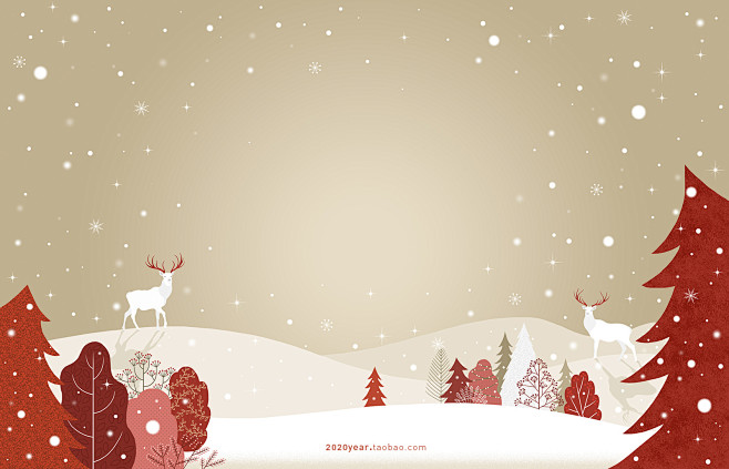 圣诞节麋鹿雪地场景psd分层插图
