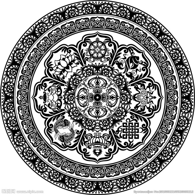 藏传佛教八宝莲花