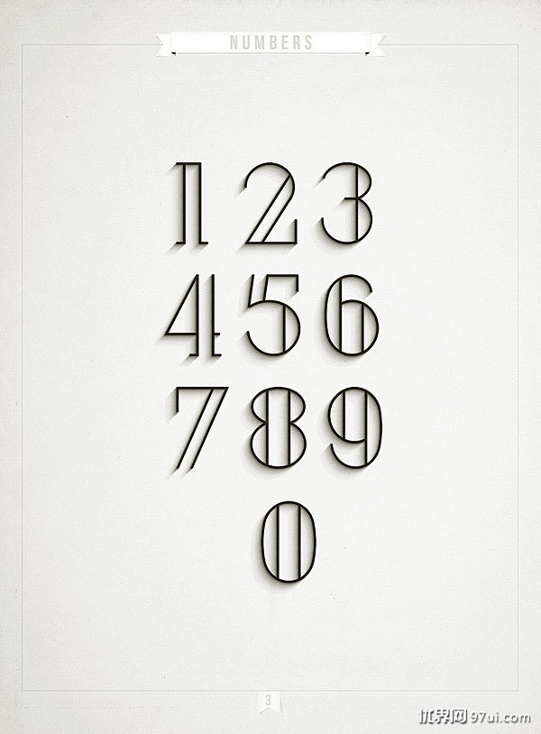 一组线条优美的英文字体及数字符号设计画册字体小素材大灵感123文字