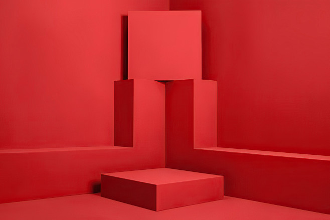 3d红色立体空间背景