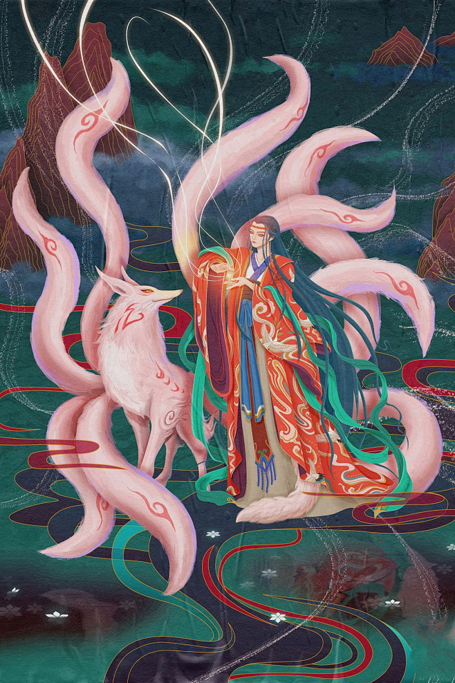 山海经九尾狐青丘国在其北其狐四足九尾一曰在朝阳北帝命竖亥步自东极