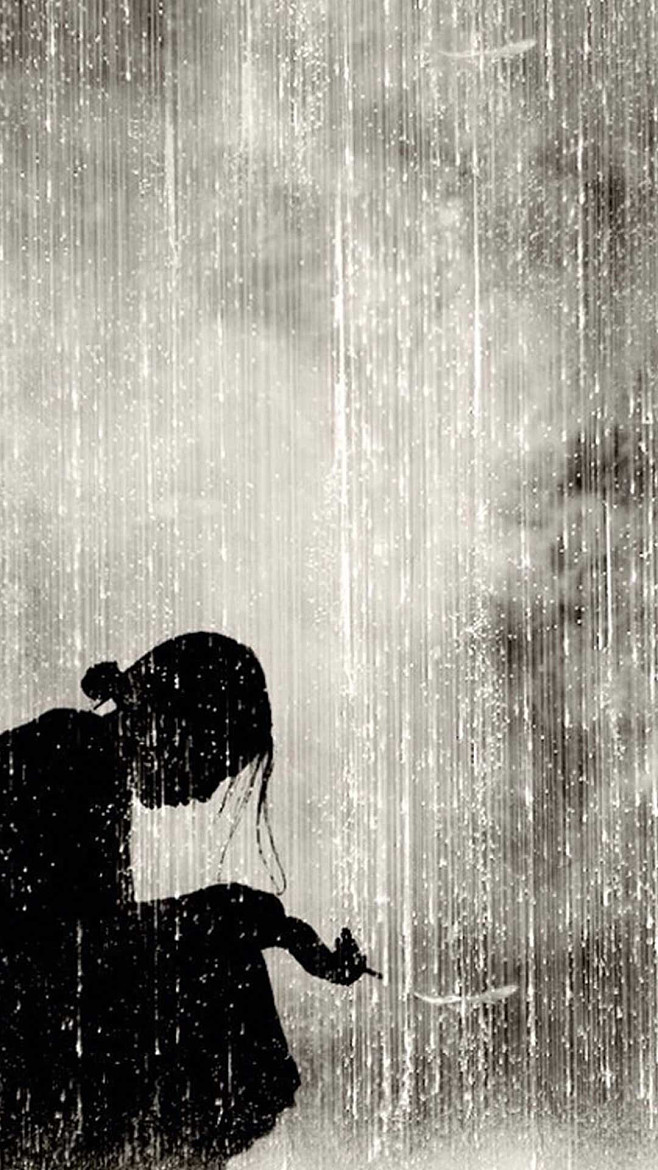 下雨的照片一个人图片