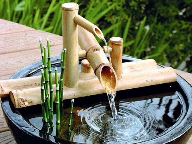 竹流水摆件手工纯竹子喷泉日式庭院景观流水田园风园林竹惊鹿淘宝网