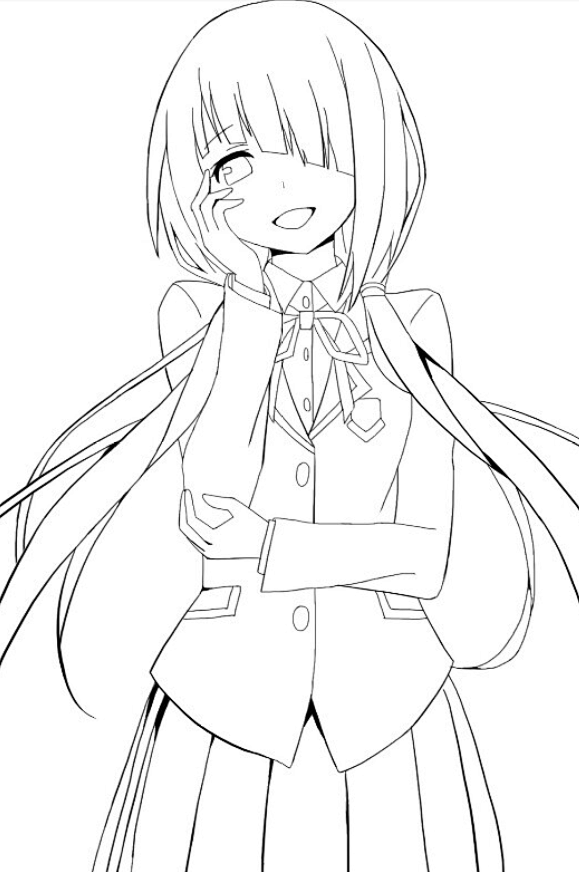 黑白线稿动漫人物线稿女生漫画线稿黑白线稿动漫人物线稿