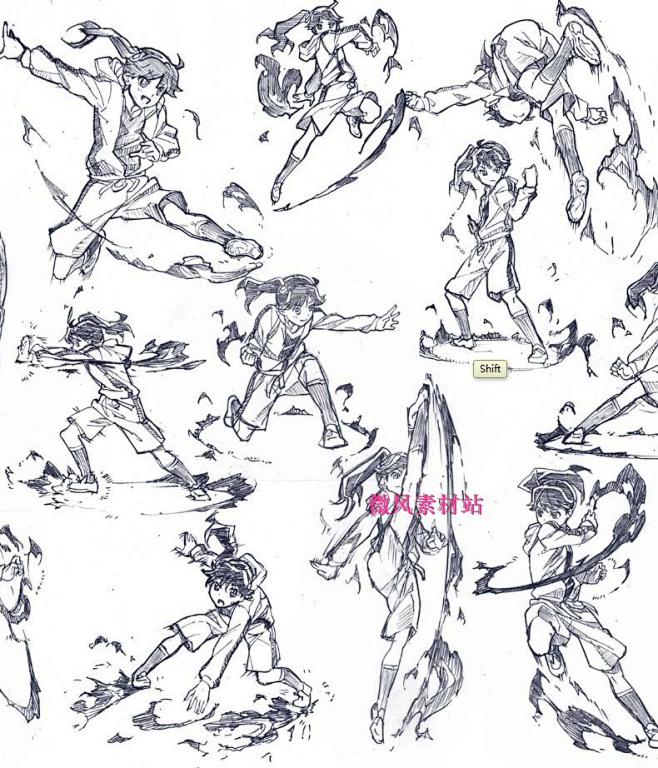 打斗魔法线稿参考素材游戏施法动作姿势淘宝网