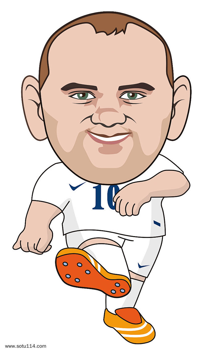 世界杯足球运动q版卡通形象鲁尼