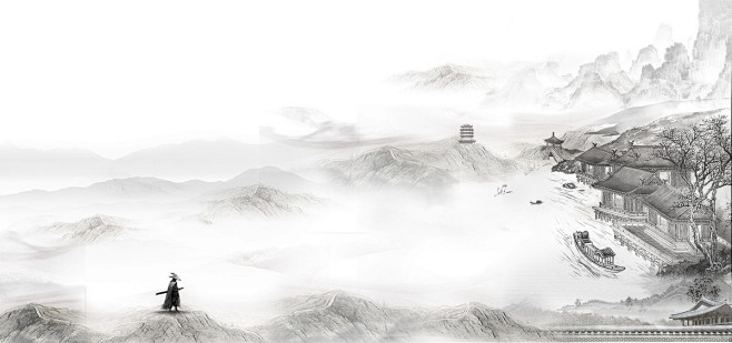 古风水墨中国风电商banner背景图片素材