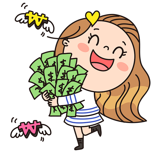 卡通金钱美女人物表情矢量元素免抠png