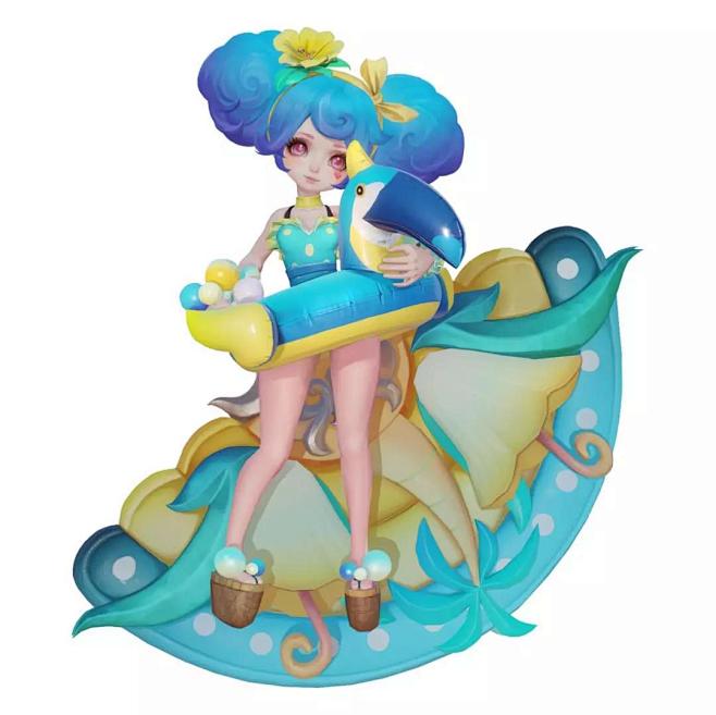 王者荣耀小乔缤纷独角兽星元热情夏威夷模型