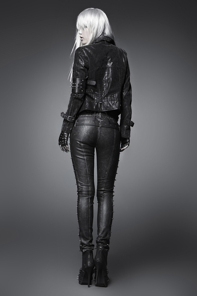 punkrave朋克风机车女服装潮流摇滚机车党个性弹力洗水皮裤淘宝网