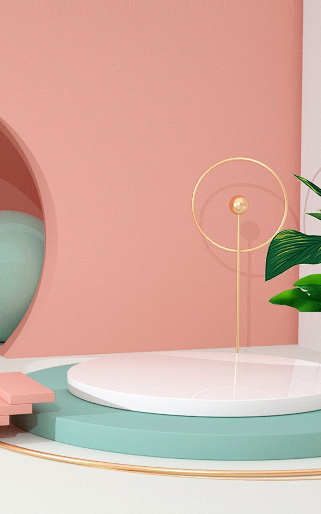 简约c4d模型,粉色