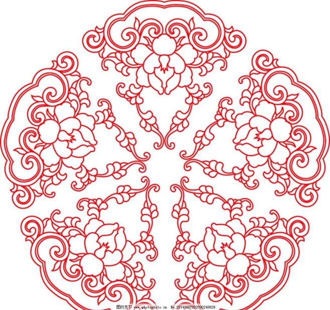 精美的团花纹图案纹样牡丹传统纹样传统图案古代图案