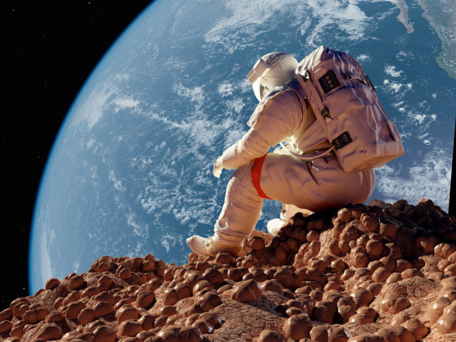 坐在星球上的宇航员高清图片素材中国16素材网