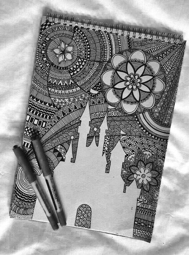 禅绕画黑白画缠绕画