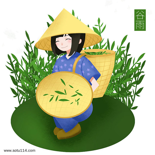 11:54:50采茶女孩手绘1喜欢矢量插画png刺客边风(品牌号)同采自www