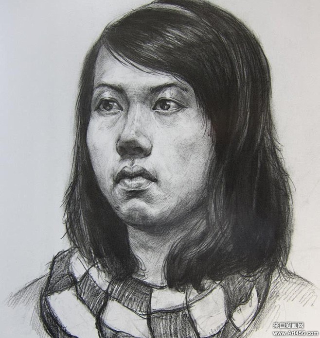 历年中国美术学院美术高考高分素描头像试卷素描作品爱画网